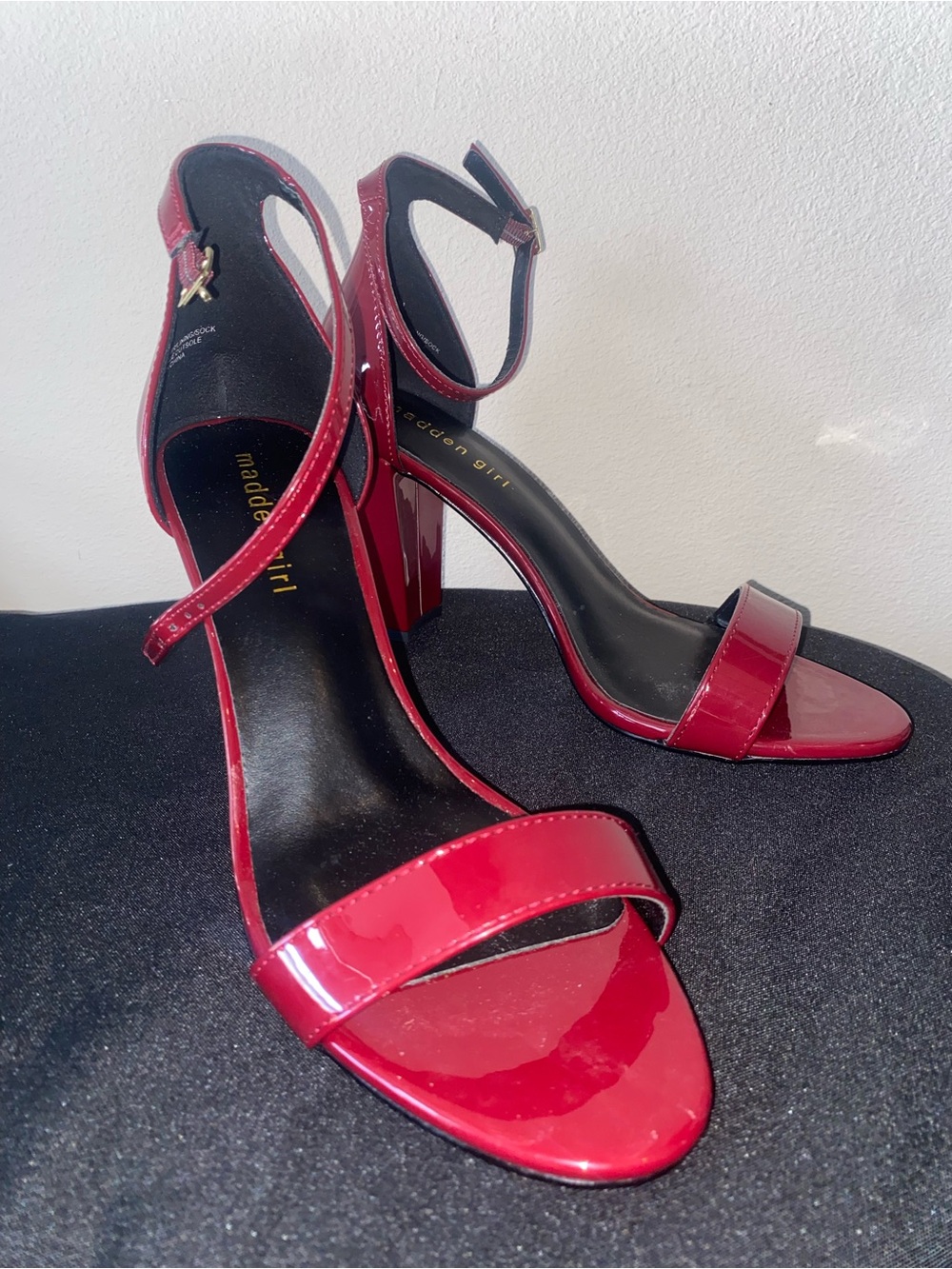 Madden Girl Patent Block Heels with Ankle Strap - Wmns Sz 10